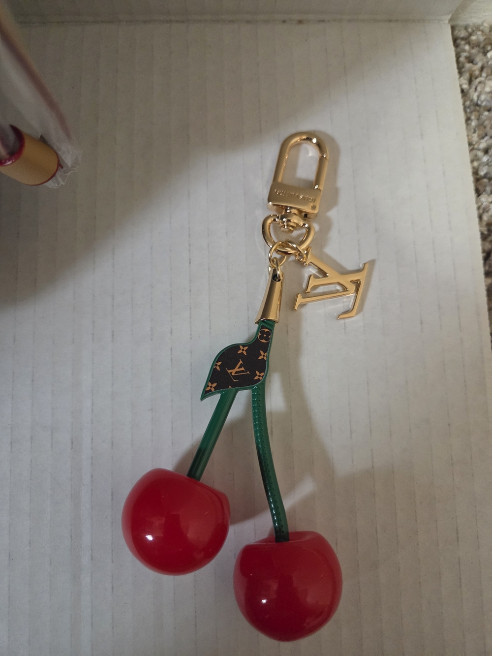 Red and Green Cherry Bag Charm - Picture 3 of 5